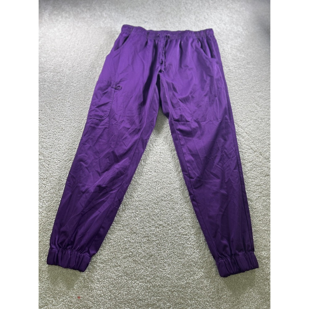 mediChic Mini‎ Marilyn Pants Womens Large Purple Scrub Jogger Medical Pockets